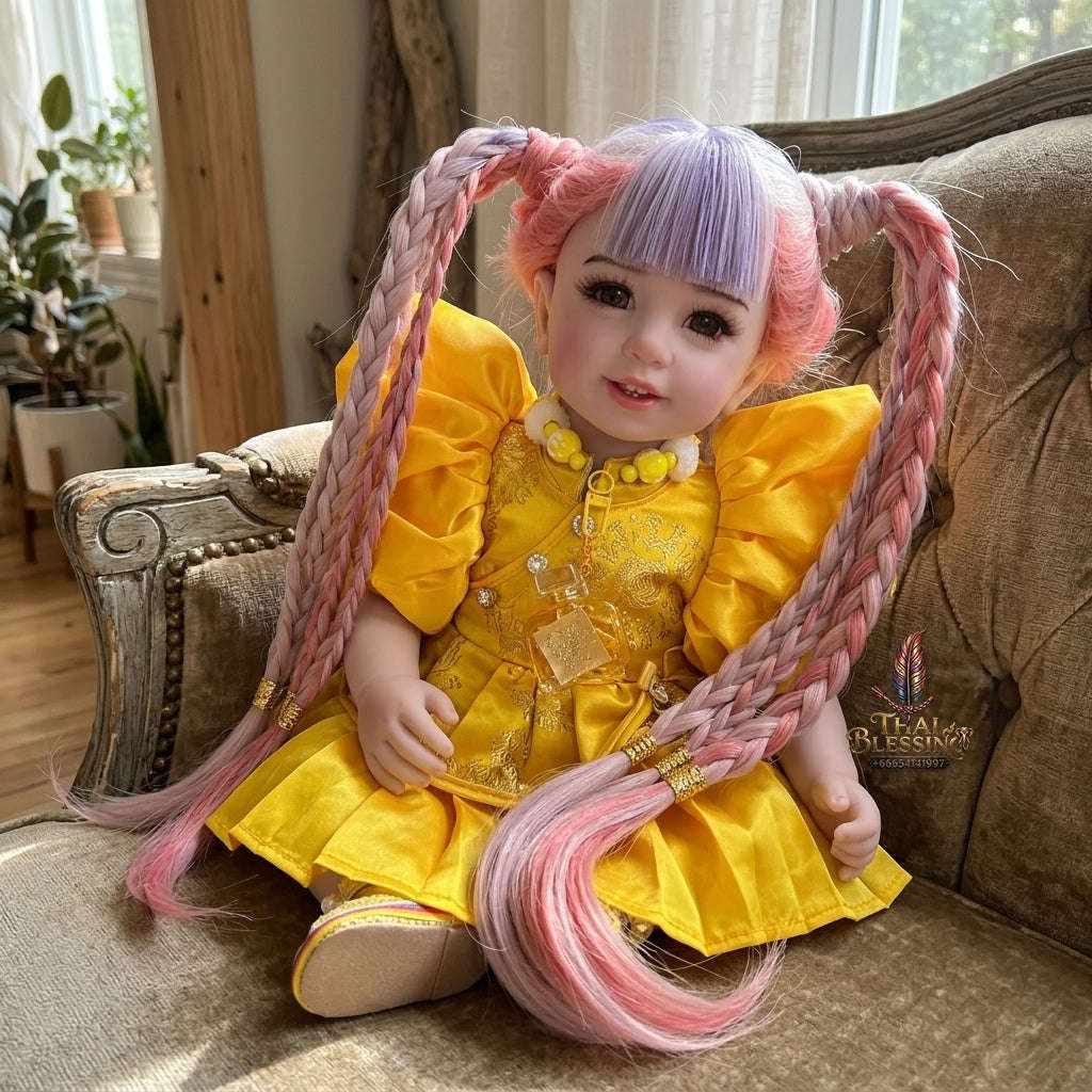 Authentic Thai 22-Inch Handmade Full-Vinyl Body Kumaree Look Thep Spirit Child Doll -  for Extreme Metta Charm, Business Wealth & Luck Thai Blessing Co By RURUECHA