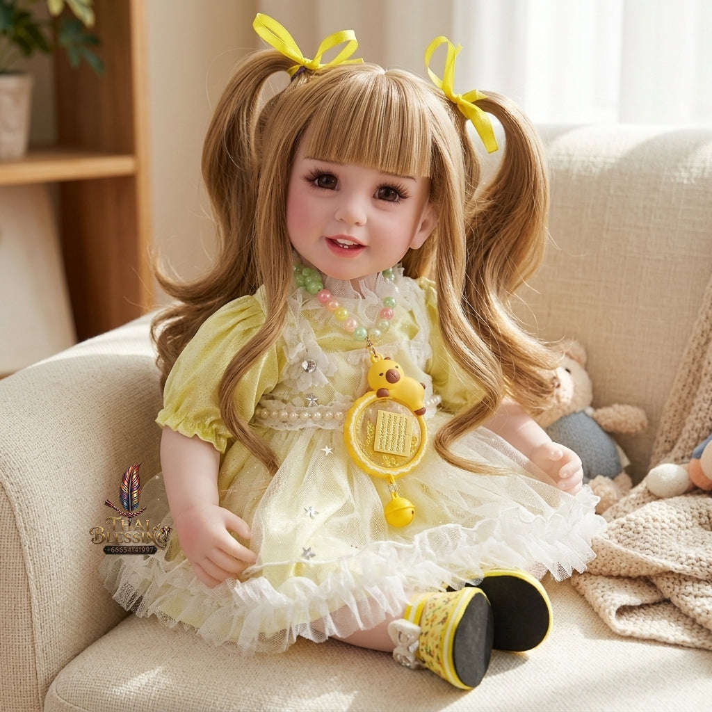 Authentic Thai 22-Inch Handmade Full-Vinyl Body Kumaree Look Thep Spirit Child Doll - for Extreme Metta Charm, Business Wealth & Luck