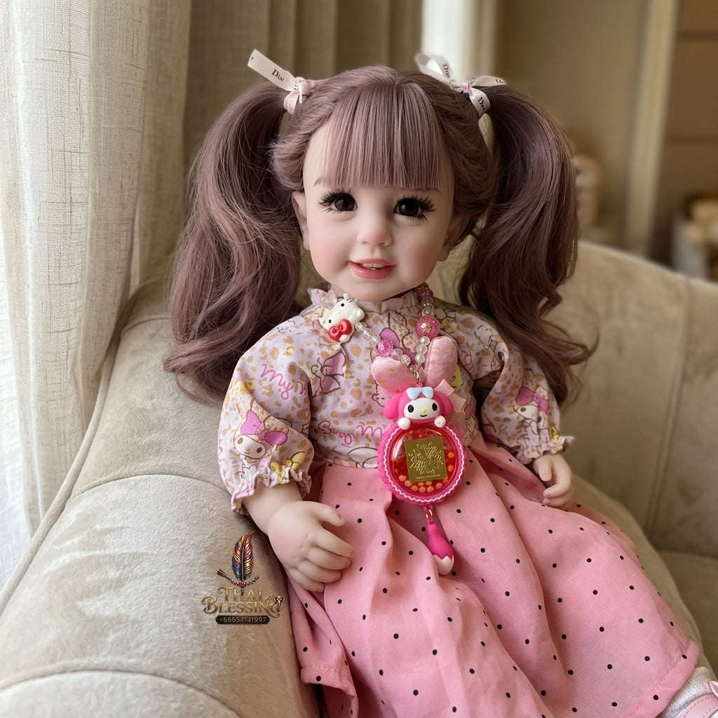 Authentic Thai 22-Inch Handmade Full-Vinyl Body Kumaree Look Thep Spirit Child Doll - for Extreme Metta Charm, Business Wealth & Luck