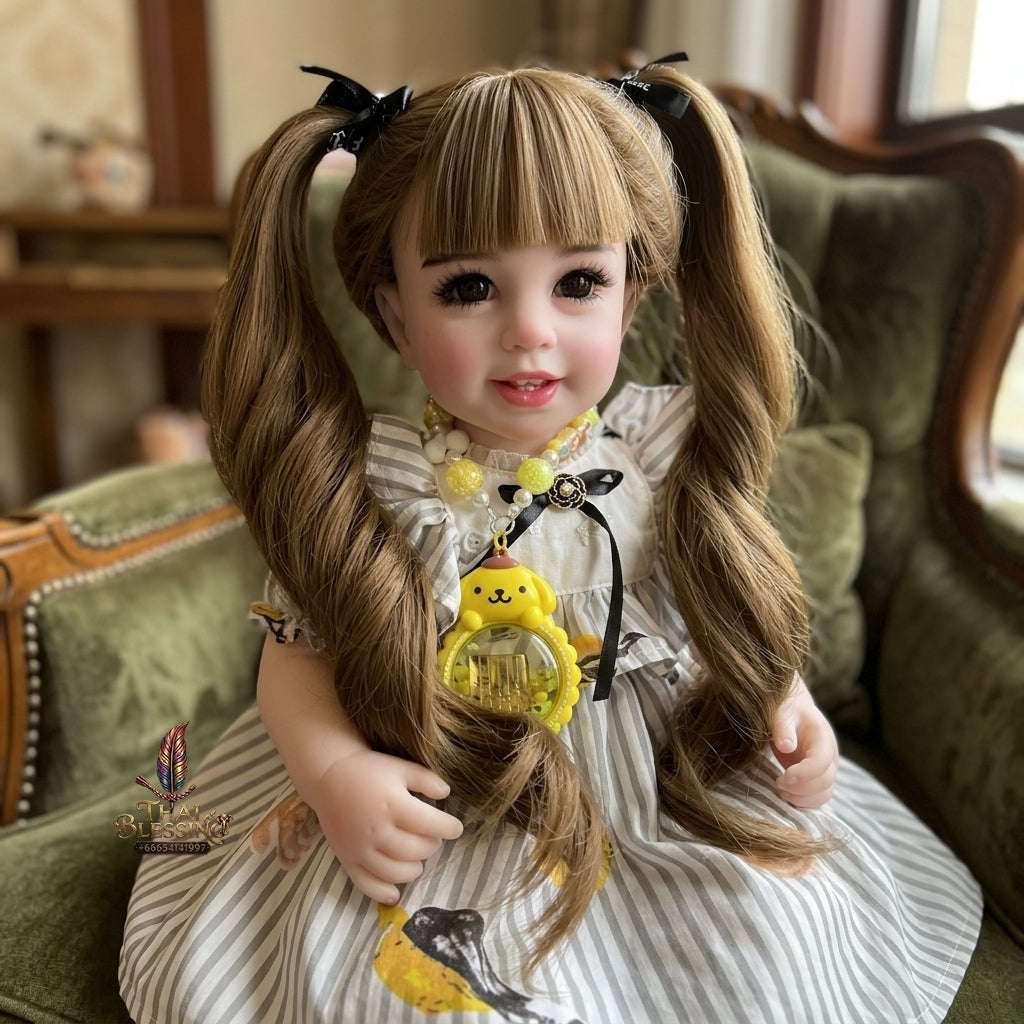 Authentic Thai 22-Inch Handmade Full-Vinyl Body Kumaree Look Thep Spirit Child Doll - for Extreme Metta Charm, Business Wealth & Luck