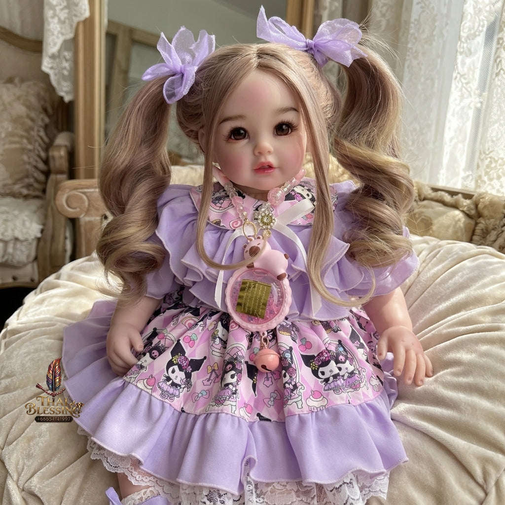 Authentic Thai 22-Inch Handmade Full-Vinyl Body Kumaree Look Thep Spirit Child Doll - for Extreme Metta Charm, Business Wealth & Luck