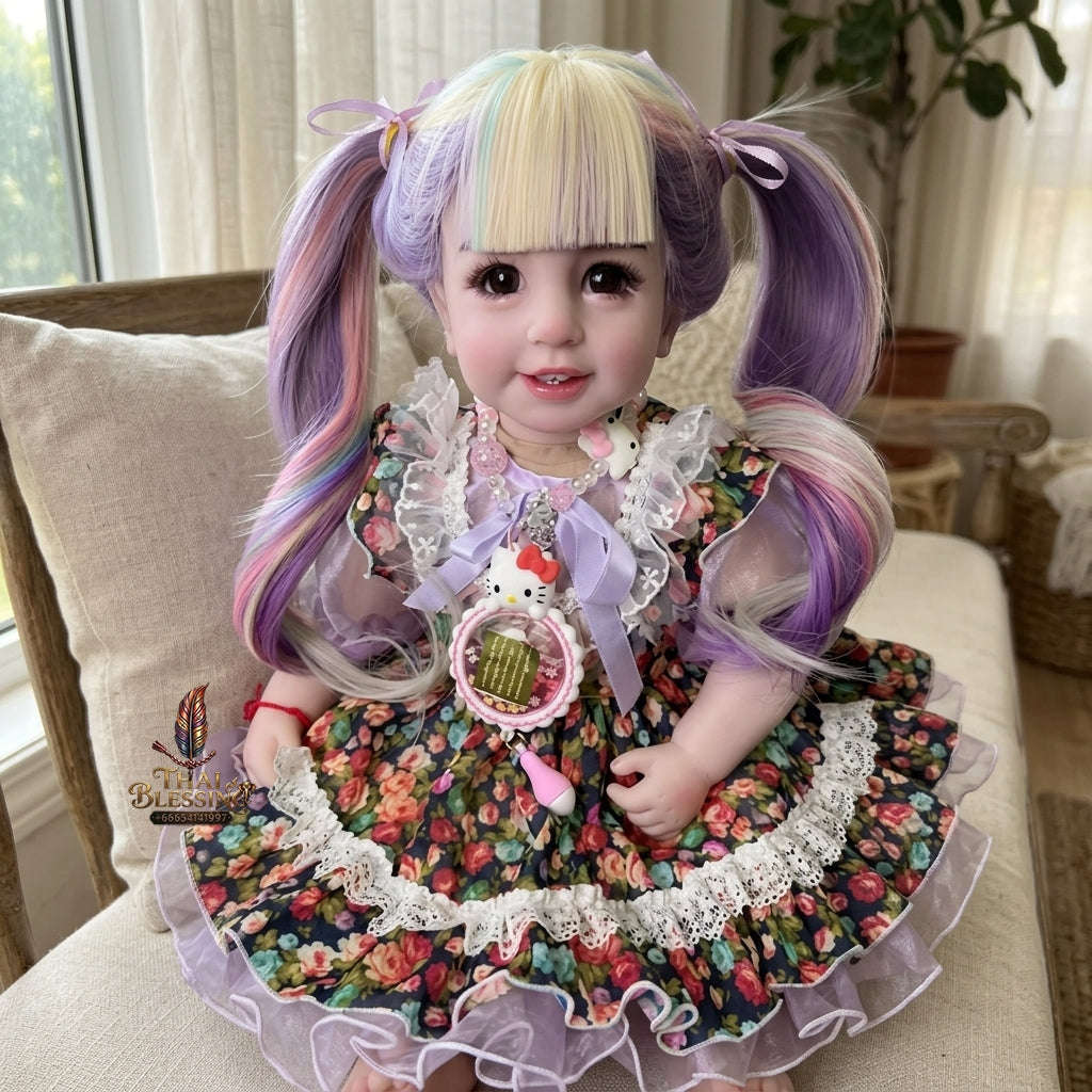 Authentic Thai 22-Inch Handmade Full-Vinyl Body Kumaree Look Thep Spirit Child Doll - for Extreme Metta Charm, Business Wealth & Luck