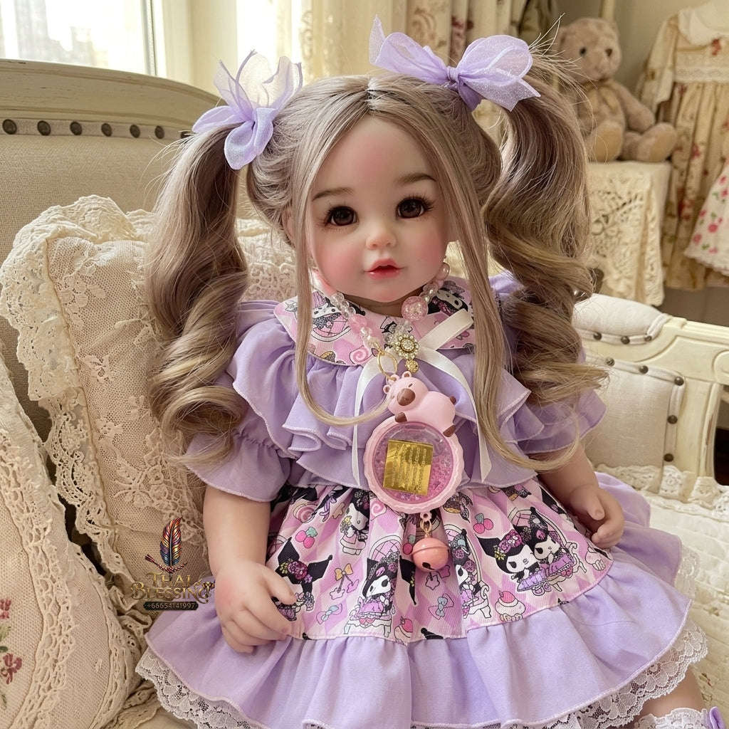 Authentic Thai 22-Inch Handmade Full-Vinyl Body Kumaree Look Thep Spirit Child Doll - for Extreme Metta Charm, Business Wealth & Luck