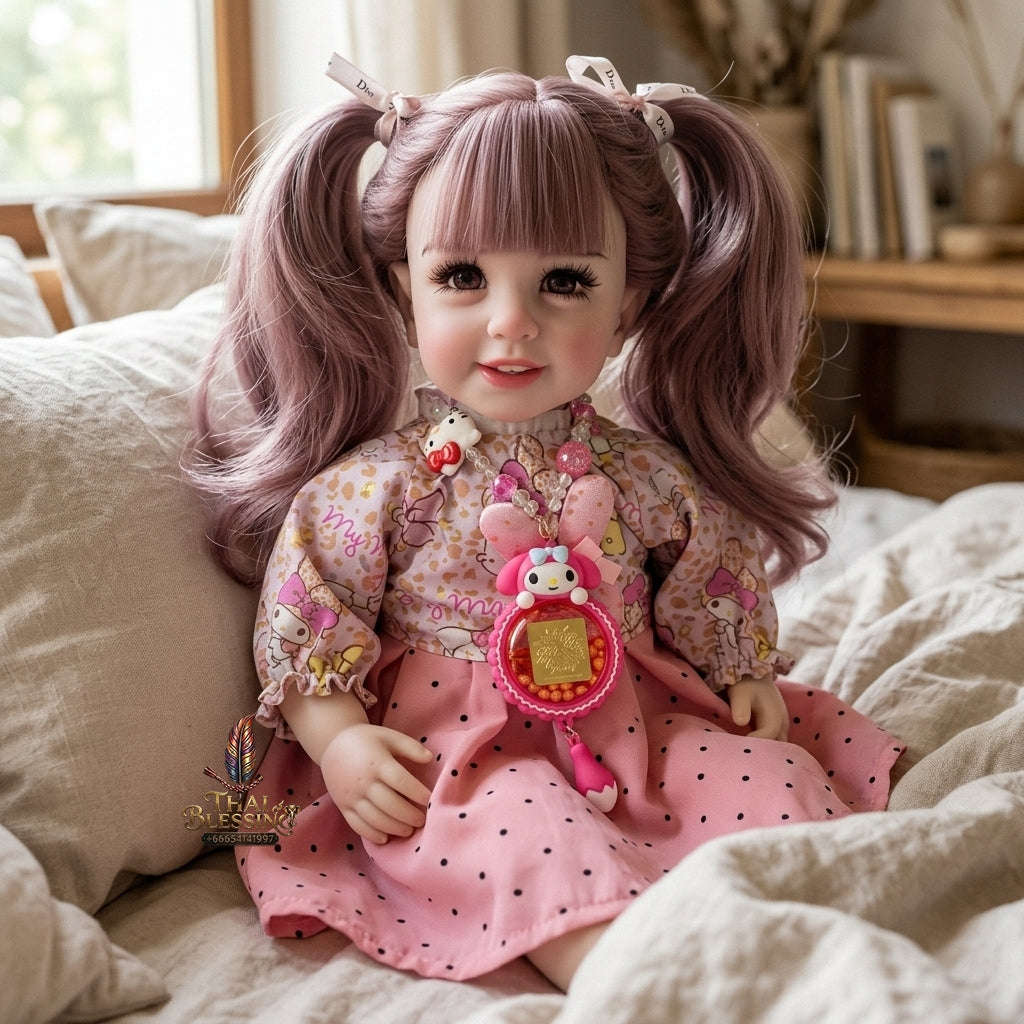 Authentic Thai 22-Inch Handmade Full-Vinyl Body Kumaree Look Thep Spirit Child Doll - for Extreme Metta Charm, Business Wealth & Luck