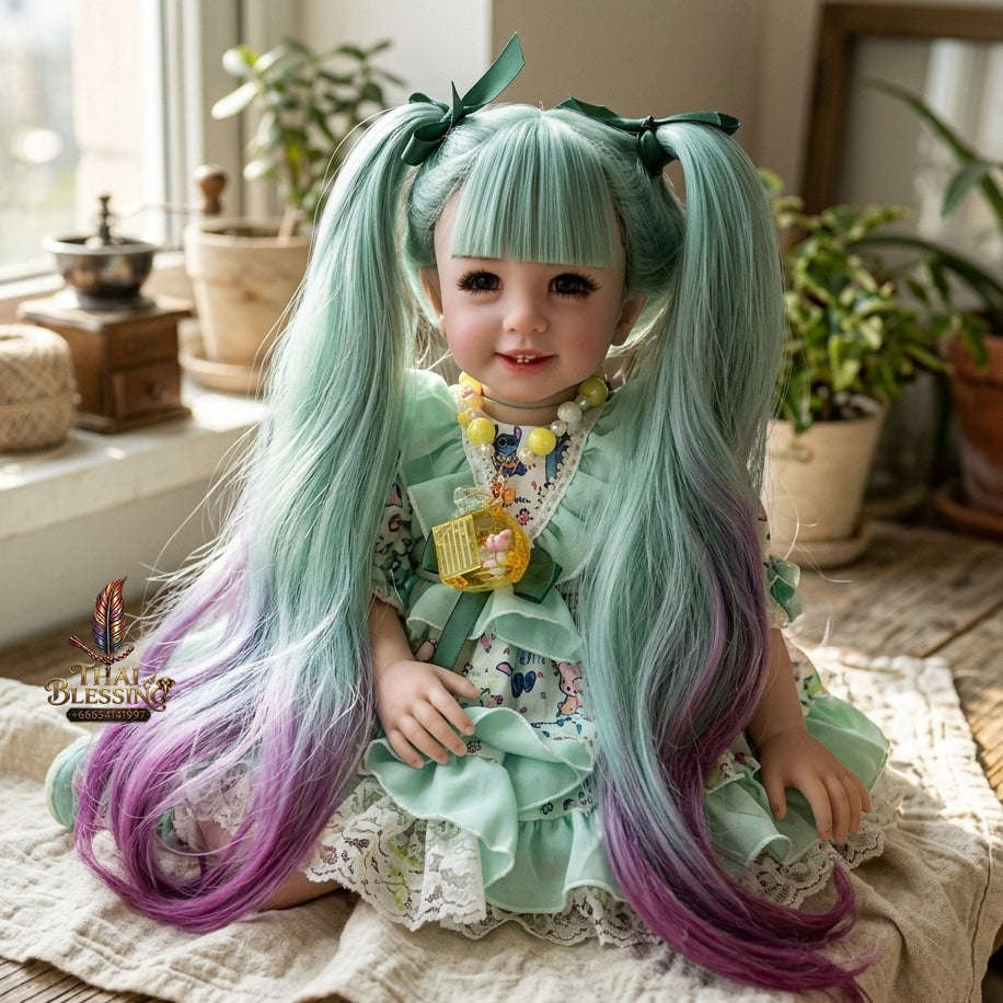 Authentic Thai 22-Inch Handmade Full-Vinyl Body Kumaree Look Thep Spirit Child Doll - for Extreme Metta Charm, Business Wealth & Luck