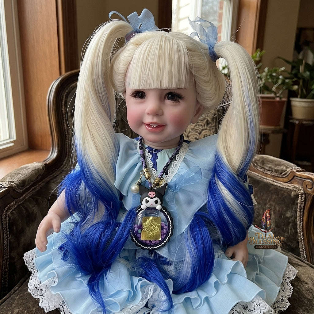 Authentic Thai 22-Inch Handmade Full-Vinyl Body Kumaree Look Thep Spirit Child Doll - for Extreme Metta Charm, Business Wealth & Luck
