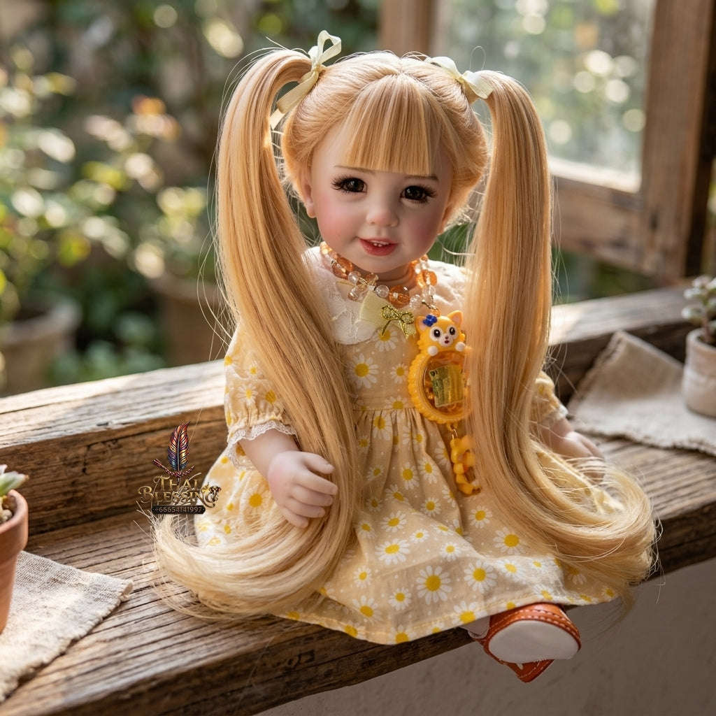 Authentic Thai 22-Inch Handmade Full-Vinyl Body Kumaree Look Thep Spirit Child Doll - for Extreme Metta Charm, Business Wealth & Luck