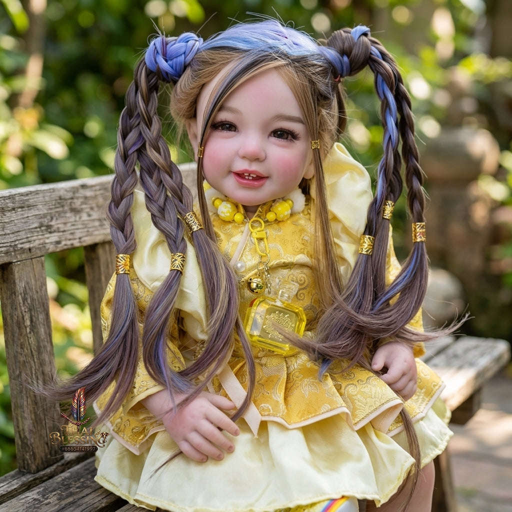 Authentic Thai 22-Inch Handmade Full-Vinyl Body Kumaree Look Thep Spirit Child Doll - or Extreme Metta Charm, Business Wealth & Luck