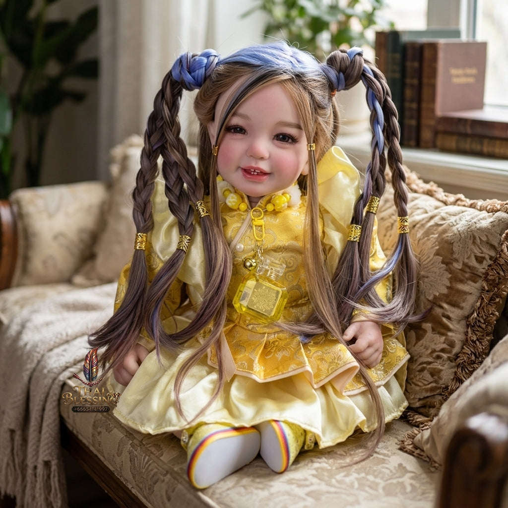 Authentic Thai 22-Inch Handmade Full-Vinyl Body Kumaree Look Thep Spirit Child Doll - or Extreme Metta Charm, Business Wealth & Luck