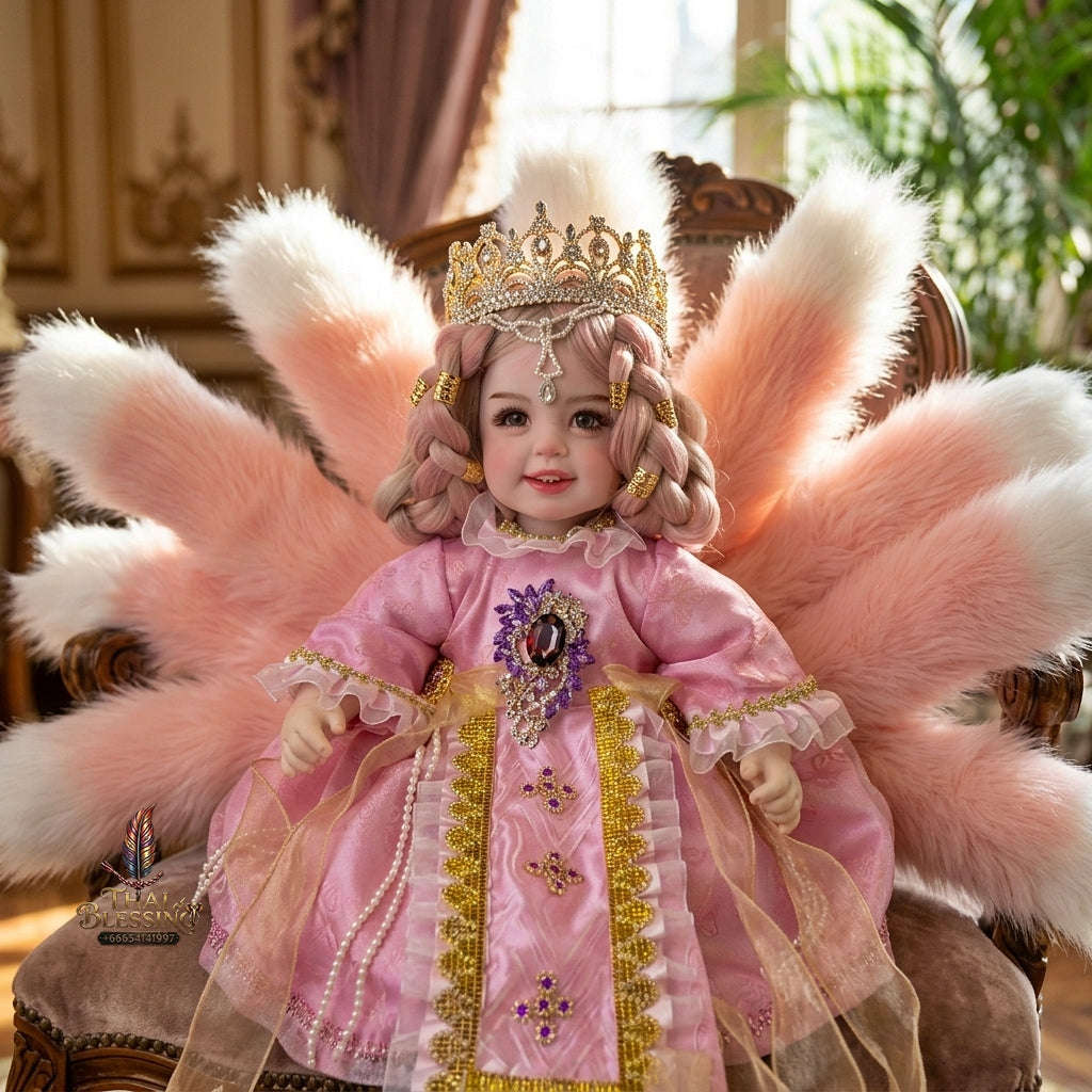 Authentic Thai 22-Inch Handmade Full-Vinyl Body Nine-Tailed Fox Goddess Kumaree Look Thep Spirit Child Doll - for Extreme Metta Charm, Business Wealth & Supreme Seduction Thai Blessing Co By RURUECHA