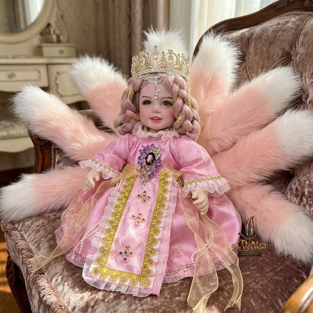 Authentic Thai 22-Inch Handmade Full-Vinyl Body Nine-Tailed Fox Goddess Kumaree Look Thep Spirit Child Doll - for Extreme Metta Charm, Business Wealth & Supreme Seduction Thai Blessing Co By RURUECHA