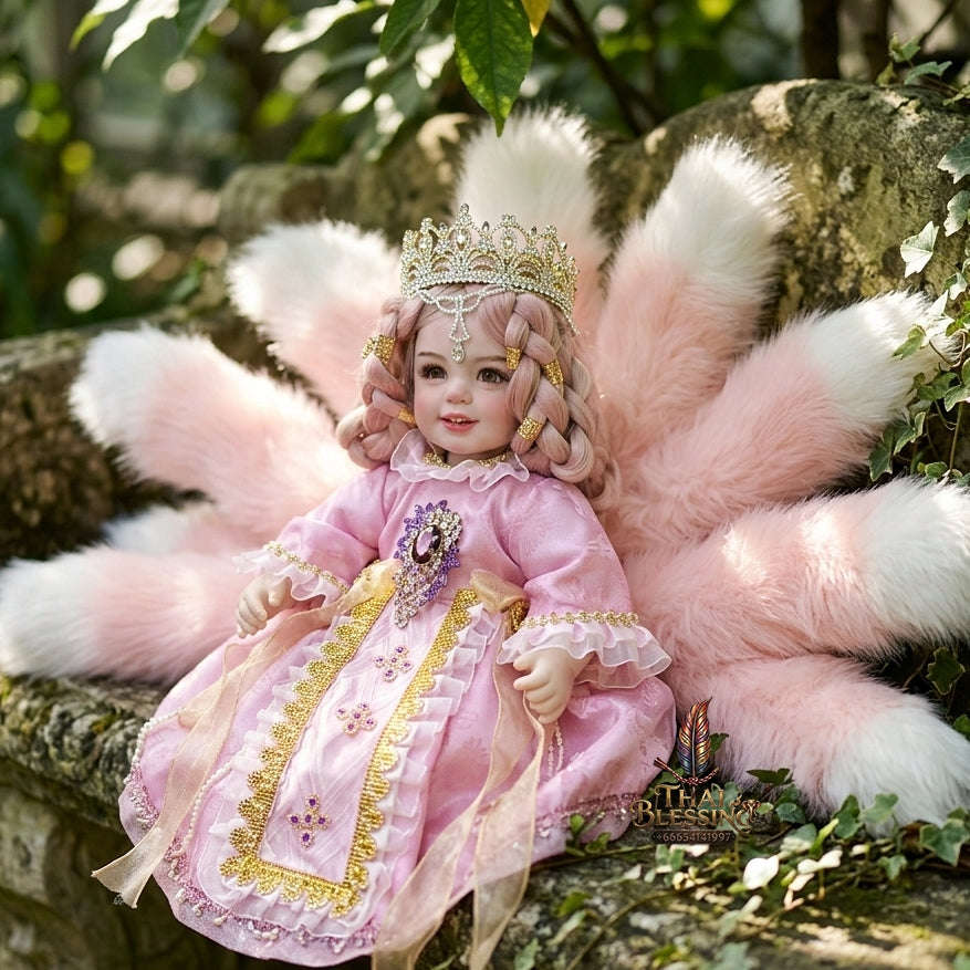 Authentic Thai 22-Inch Handmade Full-Vinyl Body Nine-Tailed Fox Goddess Kumaree Look Thep Spirit Child Doll - for Extreme Metta Charm, Business Wealth & Supreme Seduction Thai Blessing Co By RURUECHA