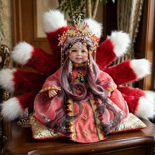 Authentic Thai 22-Inch Handmade Full-Vinyl Body Nine-Tailed Fox Goddess Kumaree Look Thep Spirit Child Doll - for Extreme Metta Charm, Business Wealth & Supreme Seduction