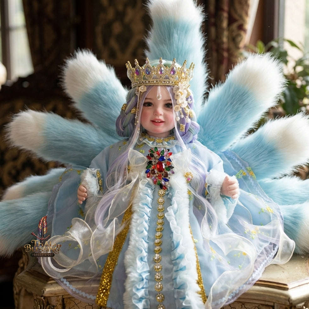 Authentic Thai 22-Inch Handmade Full-Vinyl Body Nine-Tailed Fox Goddess Kumaree Look Thep Spirit Child Doll - for Extreme Metta Charm, Business Wealth & Supreme Seduction
