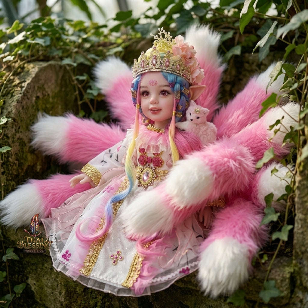 Authentic Thai 22-Inch Handmade Full-Vinyl Body Nine-Tailed Fox Goddess Kumaree Look Thep Spirit Child Doll - for Extreme Metta Charm, Business Wealth & Supreme Seduction Thai Blessing Co By RURUECHA