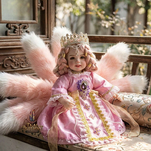 Authentic Thai 22-Inch Handmade Full-Vinyl Body Nine-Tailed Fox Goddess Kumaree Look Thep Spirit Child Doll - for Extreme Metta Charm, Business Wealth & Supreme Seduction