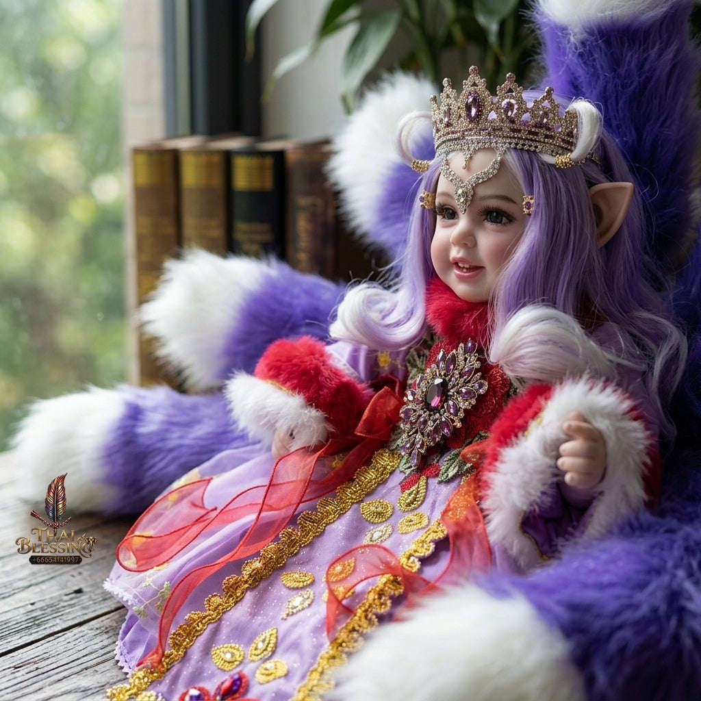 Authentic Thai 22-Inch Handmade Full-Vinyl Body Nine-Tailed Fox Goddess Kumaree Look Thep Spirit Child Doll - for Extreme Metta Charm, Business Wealth & Supreme Seduction Thai Blessing Co By RURUECHA