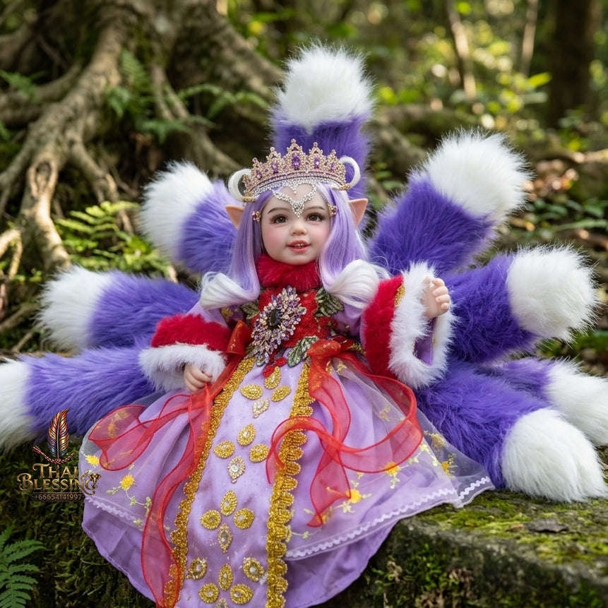 Authentic Thai 22-Inch Handmade Full-Vinyl Body Nine-Tailed Fox Goddess Kumaree Look Thep Spirit Child Doll - for Extreme Metta Charm, Business Wealth & Supreme Seduction Thai Blessing Co By RURUECHA