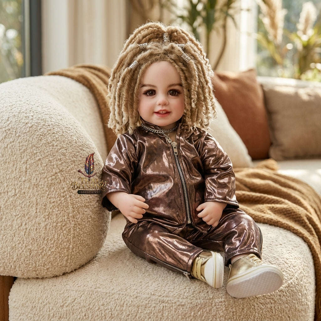 Authentic Thai 22-Inch Handmade Modern Dreadlock Kuman Thong Look Thep Spirit Child Doll - for Extreme Metta Charm, Business Wealth & Luck Thai Blessing Co By RURUECHA