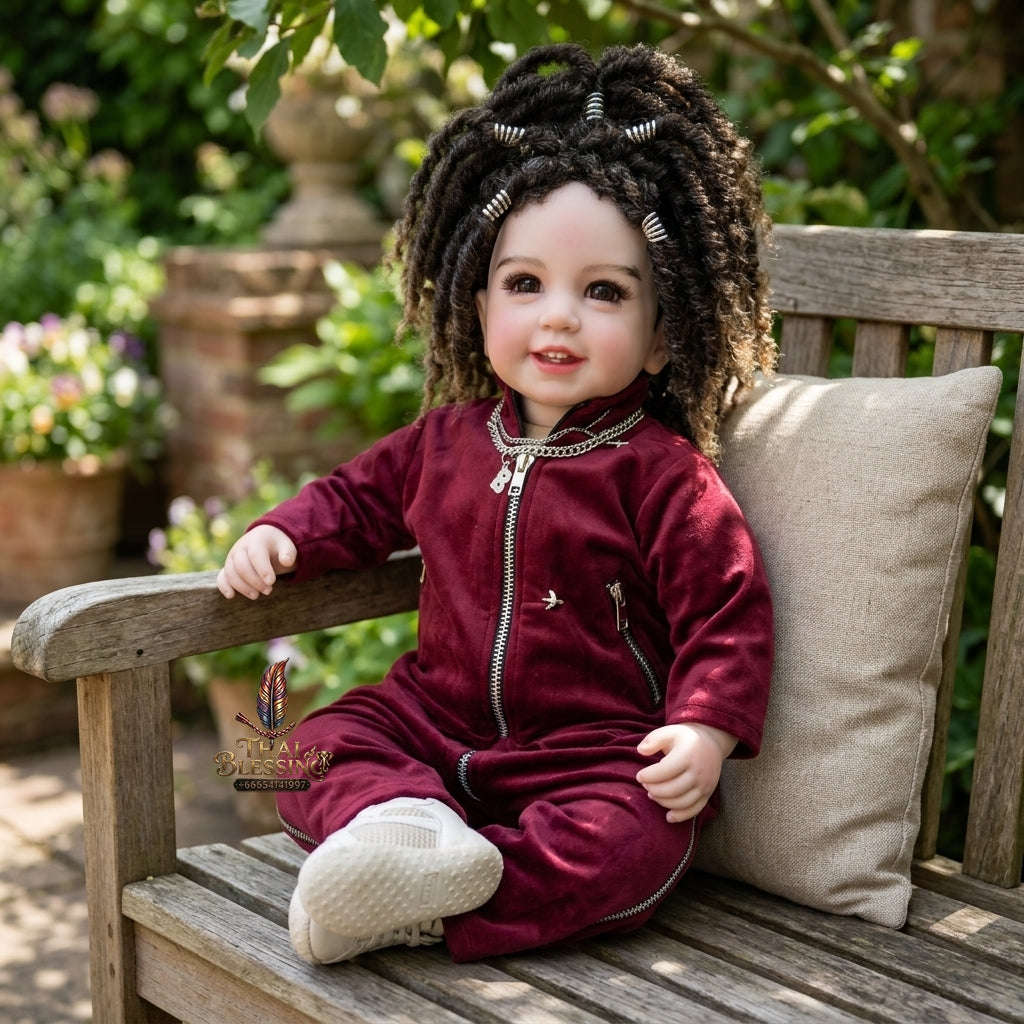 Authentic Thai 22-Inch Handmade Modern Dreadlock Kuman Thong Look Thep Spirit Child Doll for Extreme Metta Charm, Business Wealth & Luck