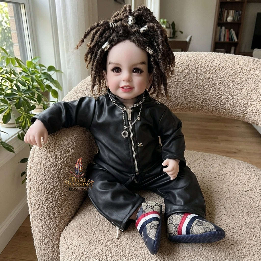 Authentic Thai 22-Inch Handmade Modern Dreadlock Kuman Thong Look Thep Spirit Child Doll - for Extreme Metta Charm, Business Wealth & Luck Thai Blessing Co By RURUECHA