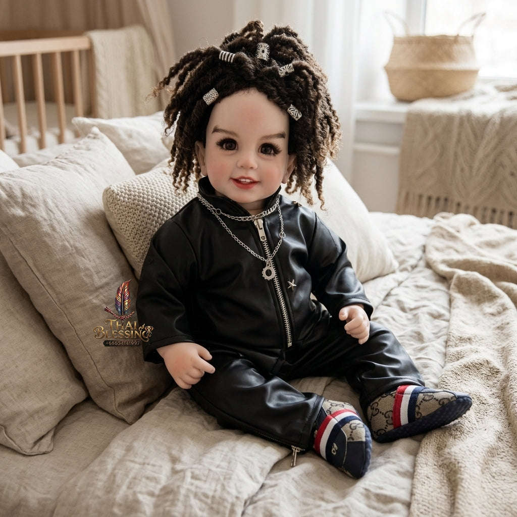 Authentic Thai 22-Inch Handmade Modern Dreadlock Kuman Thong Look Thep Spirit Child Doll - for Extreme Metta Charm, Business Wealth & Luck Thai Blessing Co By RURUECHA