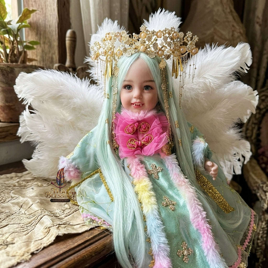Authentic Thai 22-Inch Handmade Nine-Tailed Fox Kumaree Look Thep Spirit Child Doll - for Extreme Metta Charm, Business Wealth & Luck Thai Blessing Co By RURUECHA