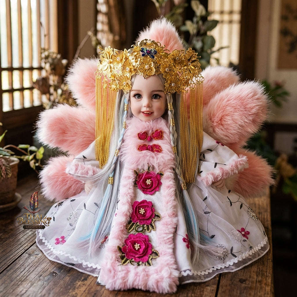 Authentic Thai 22-Inch Handmade Nine-Tailed Fox Kumaree Look Thep Spirit Child Doll -  for Extreme Metta Charm, Business Wealth & Luck Thai Blessing Co By RURUECHA