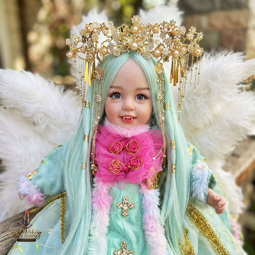 Authentic Thai 22-Inch Handmade Nine-Tailed Fox Kumaree Look Thep Spirit Child Doll - for Extreme Metta Charm, Business Wealth & Luck Thai Blessing Co By RURUECHA