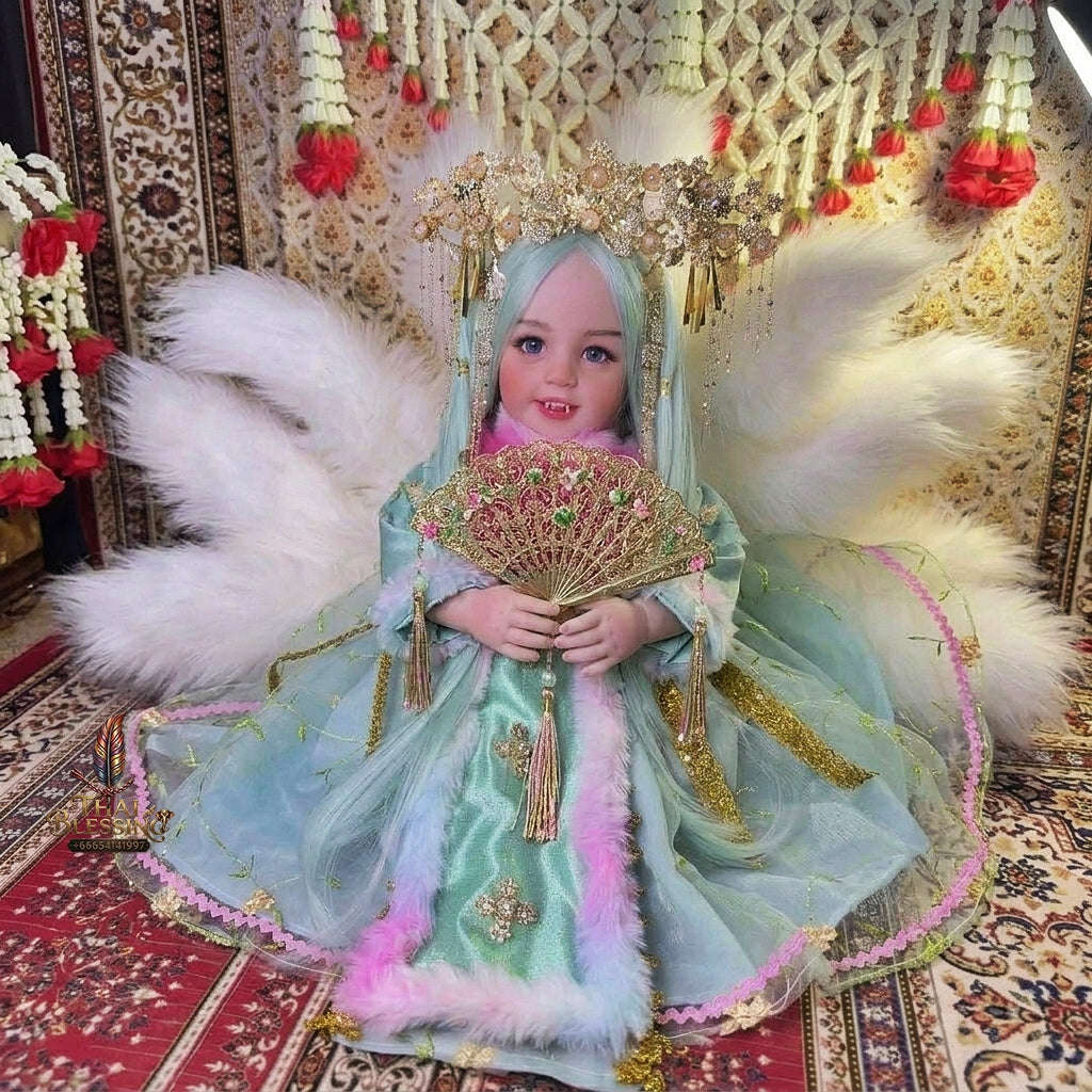 Authentic Thai 22-Inch Handmade Nine-Tailed Fox Kumaree Look Thep Spirit Child Doll - for Extreme Metta Charm, Business Wealth & Luck Thai Blessing Co By RURUECHA