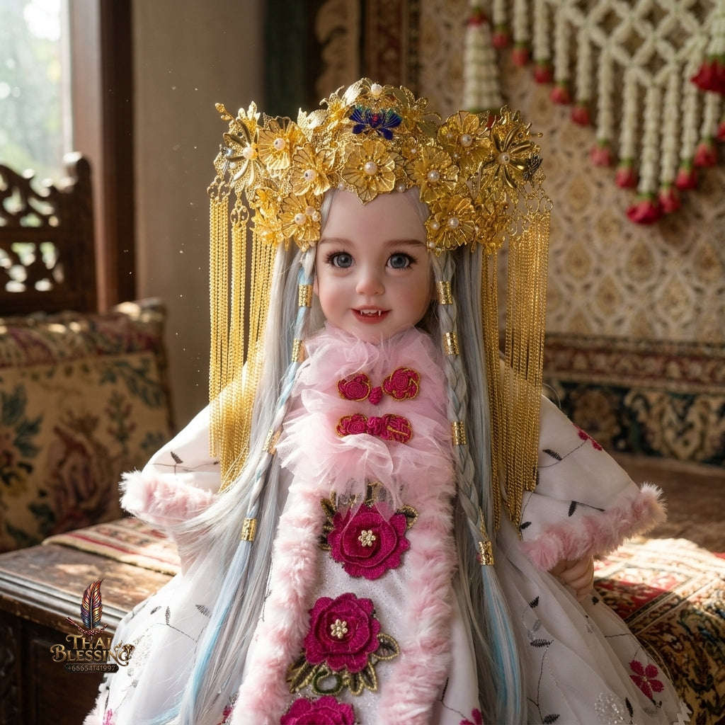 Authentic Thai 22-Inch Handmade Nine-Tailed Fox Kumaree Look Thep Spirit Child Doll -  for Extreme Metta Charm, Business Wealth & Luck Thai Blessing Co By RURUECHA