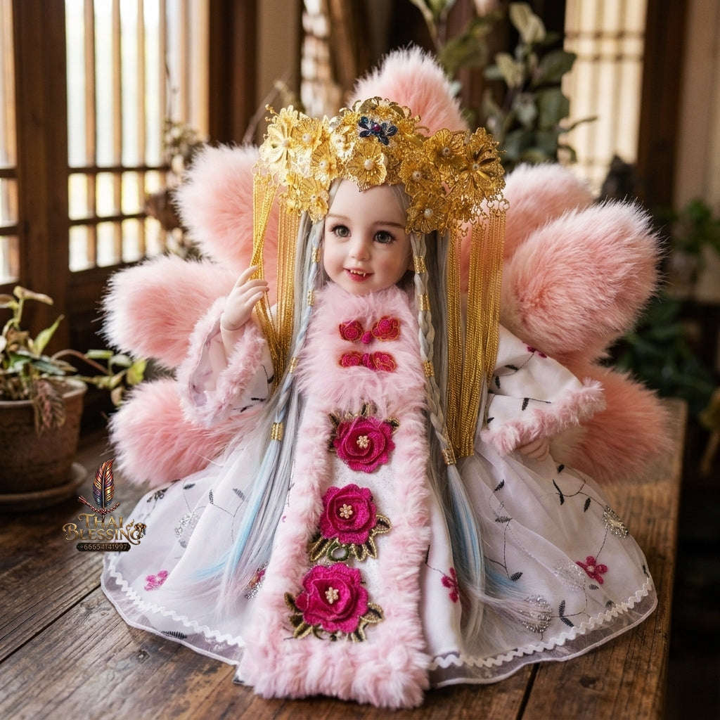 Authentic Thai 22-Inch Handmade Nine-Tailed Fox Kumaree Look Thep Spirit Child Doll -  for Extreme Metta Charm, Business Wealth & Luck Thai Blessing Co By RURUECHA