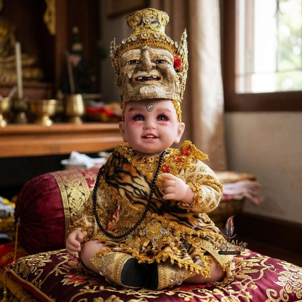 Authentic Thai 22-Inch Premium Khon Rishi Hermit Look Thep Kuman Thong Spirit Child Doll - for Extreme Metta Charm, Business Wealth & Teacher Blessings Thai Blessing Co By RURUECHA