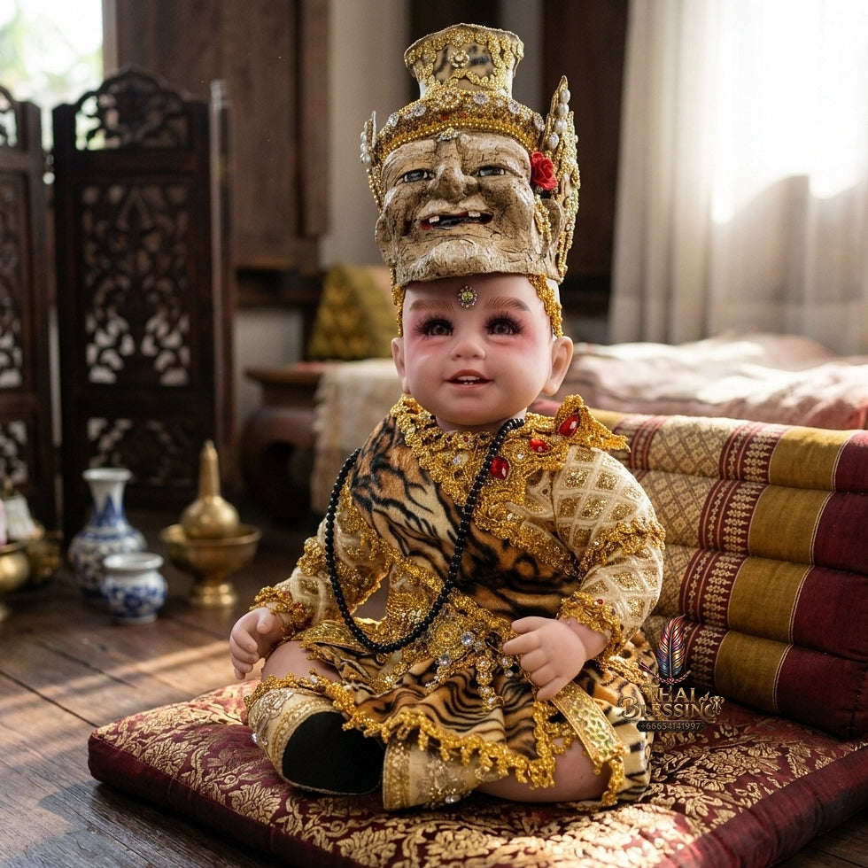 Authentic Thai 22-Inch Premium Khon Rishi Hermit Look Thep Kuman Thong Spirit Child Doll - for Extreme Metta Charm, Business Wealth & Teacher Blessings Thai Blessing Co By RURUECHA