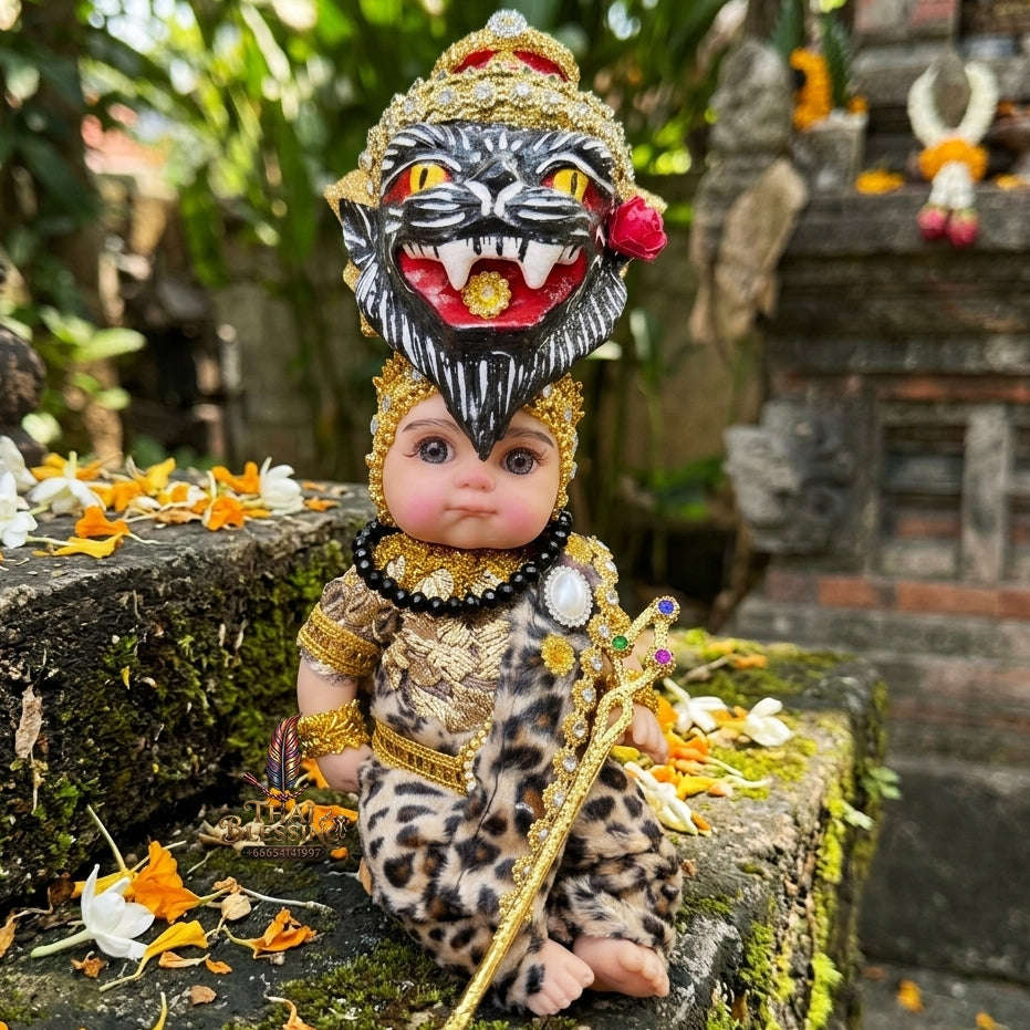 Authentic Thai 8-Inch Baby Kuman Thong Look Thep Spirit Child Doll - Traditional Thai Khon Costume Edition for Extreme Metta Charm, Business Wealth & Protection Thai Blessing Co By RURUECHA