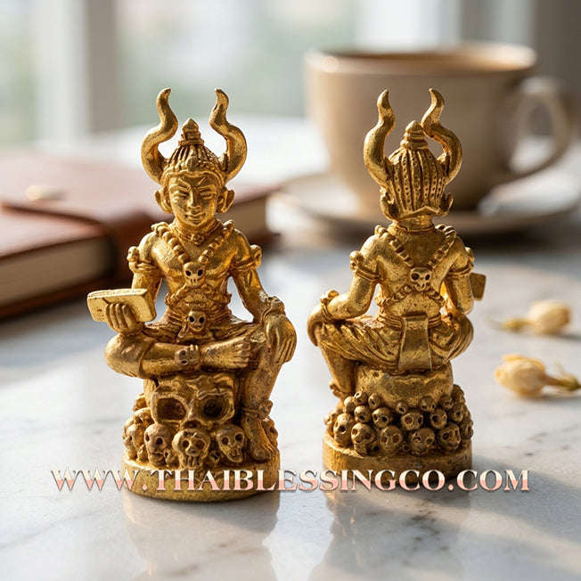 💀Authentic Thai Amulet 2018: Sovereign "Phaya Matchurat" (The King of Death) by Ajarn Plien Hatyanon – Sacred Bell Bronze (Thong Rakhang) Edition for Absolute Authority, Karma Cleansing, and Invincible Protection