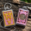 Authentic Thai Amulet "King of Butterflies Thep Chamlaeng Phamon Sacred Pink Powder Pendant" Consecrated by Kruba Krissana Intawanno, Weruwan Monastery B.E. 2555 (2012) Thai Blessing Co By RURUECHA