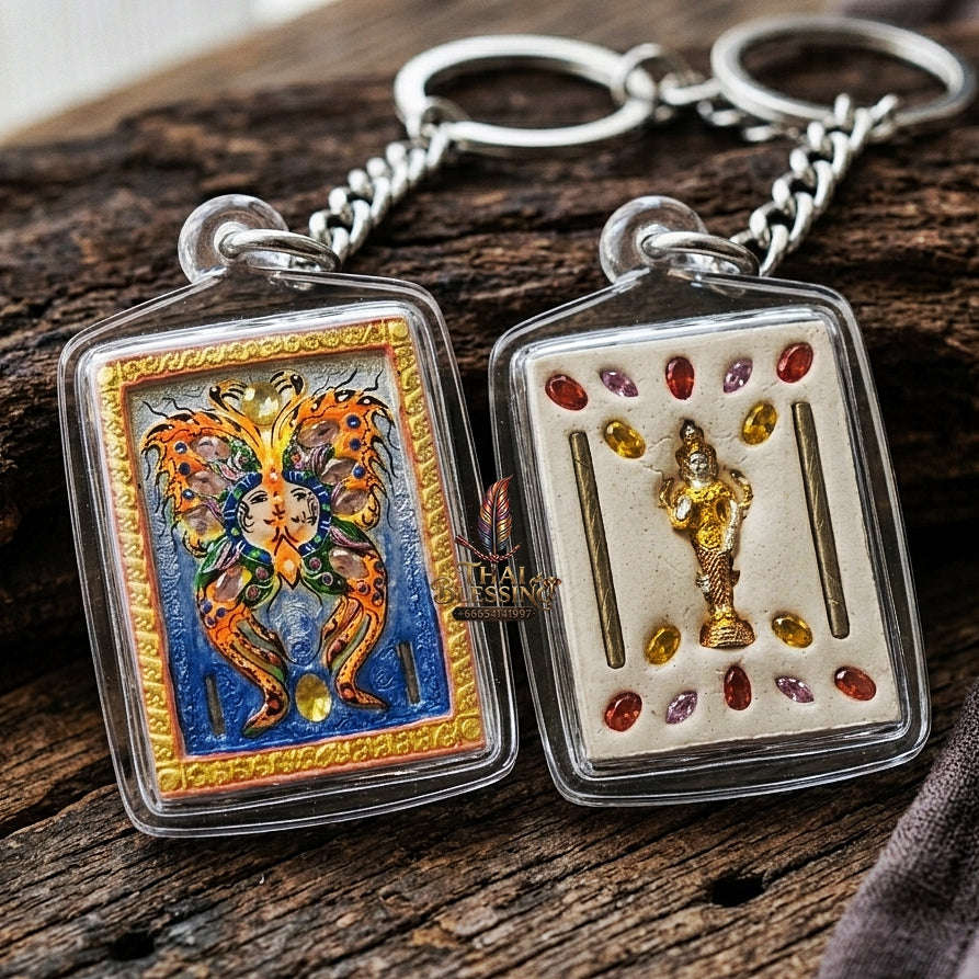 Authentic Thai Amulet "King of Butterflies Thep Chamlaeng Phamon Sacred Powder Pendant" Consecrated by Kruba Krissana Intawanno, Weruwan Monastery B.E. 2555 (2012) Thai Blessing Co By RURUECHA