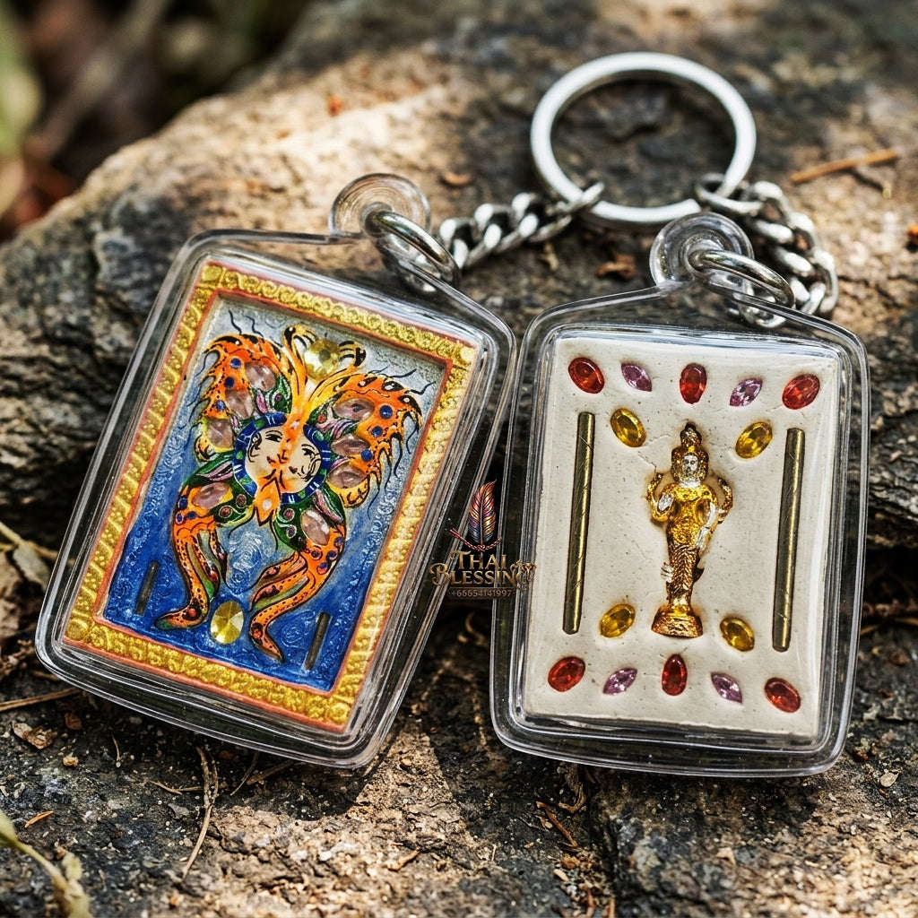 Authentic Thai Amulet "King of Butterflies Thep Chamlaeng Phamon Sacred Powder Pendant" Consecrated by Kruba Krissana Intawanno, Weruwan Monastery B.E. 2555 (2012) Thai Blessing Co By RURUECHA