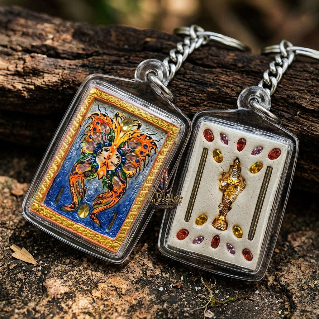 Authentic Thai Amulet "King of Butterflies Thep Chamlaeng Phamon Sacred Powder Pendant" Consecrated by Kruba Krissana Intawanno, Weruwan Monastery B.E. 2555 (2012) Thai Blessing Co By RURUECHA