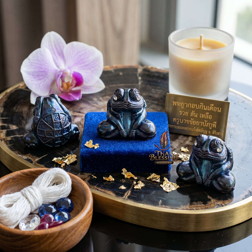 Authentic Thai Amulet Kop Kin Duean Moon-Devouring Liquidity Node - Khru Ba Chai Ya Patthaphi 2019, Sacred Nuea Samrit Bronze Sculpture, Elite Capital Extraction Asset & Asymmetric Brand Prosperity Token 4 Thai Blessing Co By RURUECHA