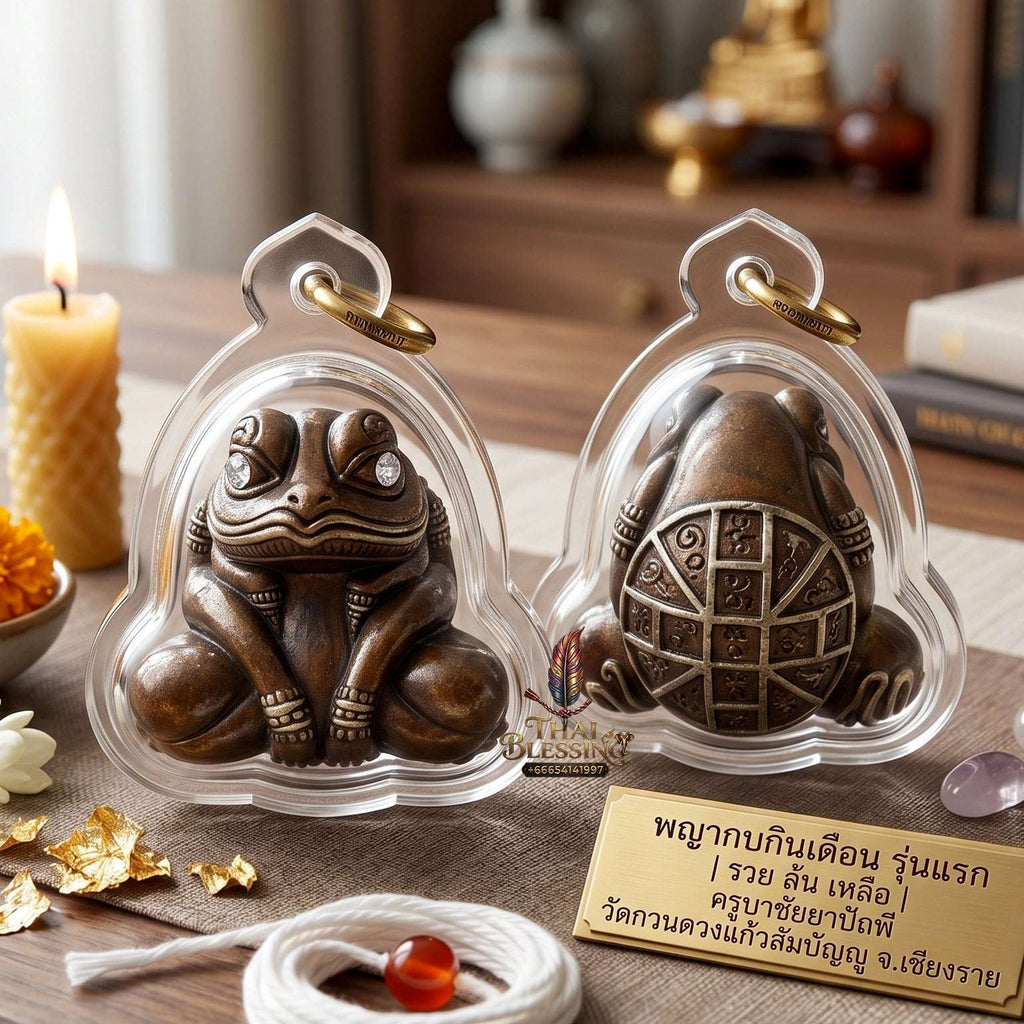 Authentic Thai Amulet Kop Kin Duean Moon-Devouring Liquidity Node - Khru Ba Chai Ya Patthaphi 2019, Sacred Nuea Samrit Bronze Sculpture, Elite Capital Extraction Asset & Asymmetric Brand Prosperity Token 6 Thai Blessing Co By RURUECHA