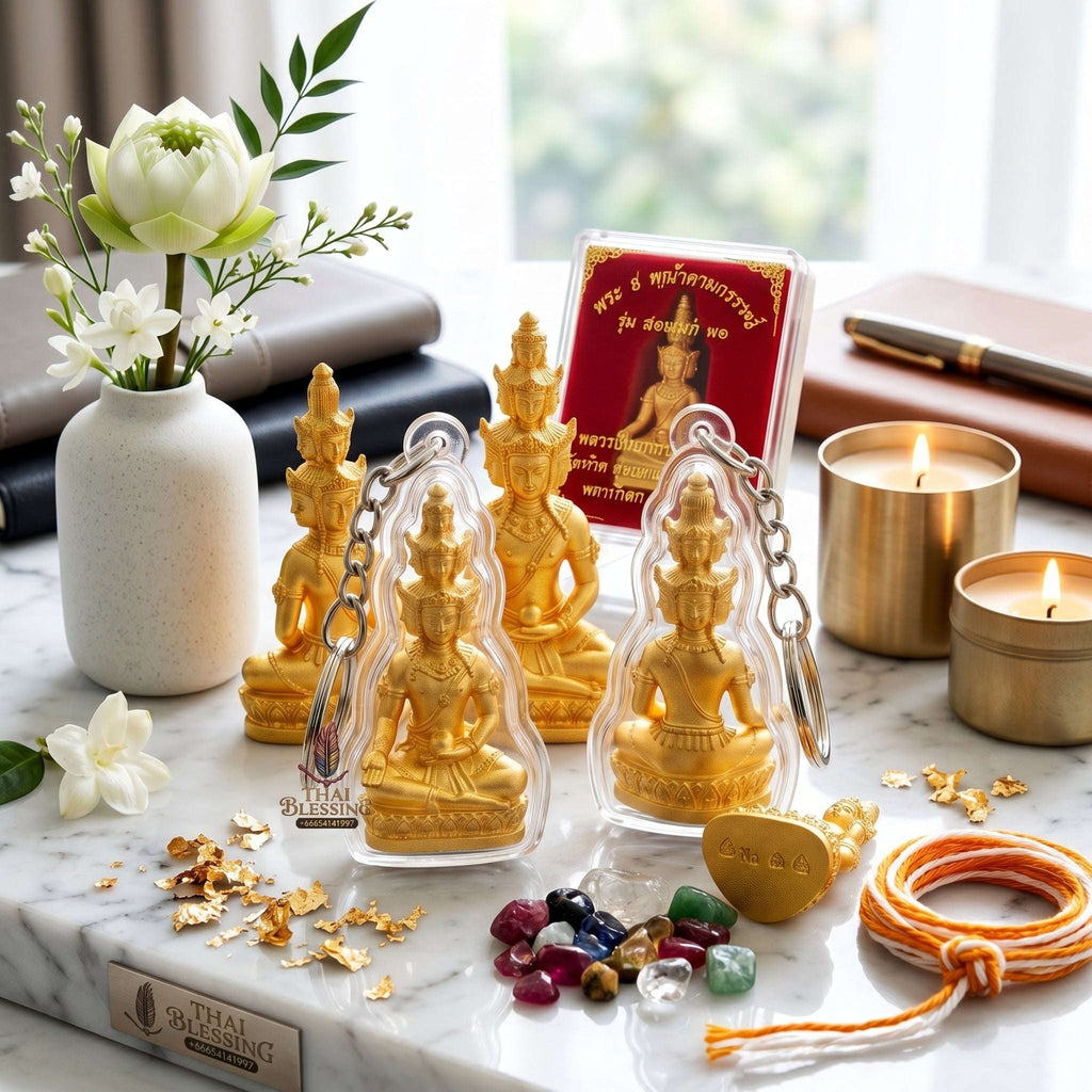 ✨🧘‍♂️💛 Authentic Thai Amulet Nine-Faced Sovereign Wealth Accumulator (3.7x1.7 cm) - Luang Pho Thongdam 2022 Gold-Plated Luxury Node