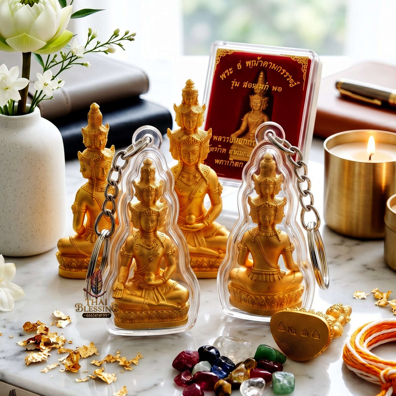 ✨🧘‍♂️💛 Authentic Thai Amulet Nine-Faced Sovereign Wealth Accumulator (3.7x1.7 cm) - Luang Pho Thongdam 2022 Gold-Plated Luxury Node