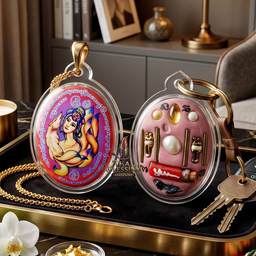 Authentic Thai Amulet Nine-Tailed Fox Oval Audience Alignment Node - Achan Ton Mon Phrawet 2016, High-Presence Profile Calibration Portrait Locket, Premium Charismatic Focus Array & Non-Frictional Customer Acquisition Filter 2