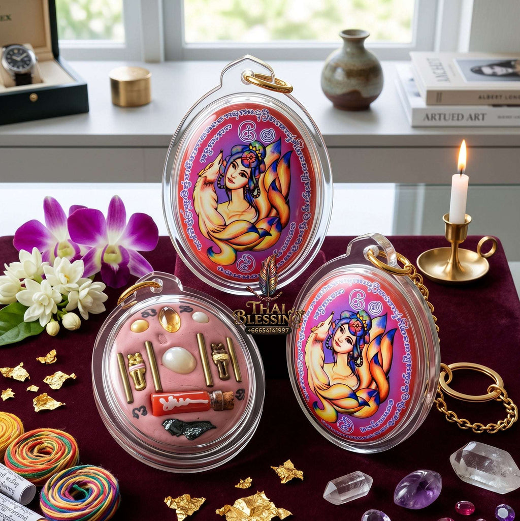 Authentic Thai Amulet Nine-Tailed Fox Oval Audience Alignment Node - Achan Ton Mon Phrawet 2016, High-Presence Profile Calibration Portrait Locket, Premium Charismatic Focus Array & Non-Frictional Customer Acquisition Filter 2