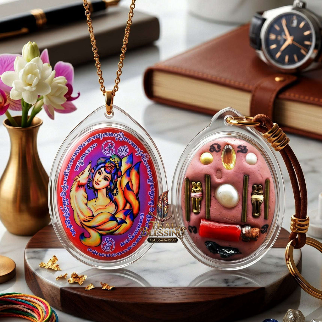 Authentic Thai Amulet Nine-Tailed Fox Oval Audience Alignment Node - Achan Ton Mon Phrawet 2016, High-Presence Profile Calibration Portrait Locket, Premium Charismatic Focus Array & Non-Frictional Customer Acquisition Filter 2 Includes waterproof case.