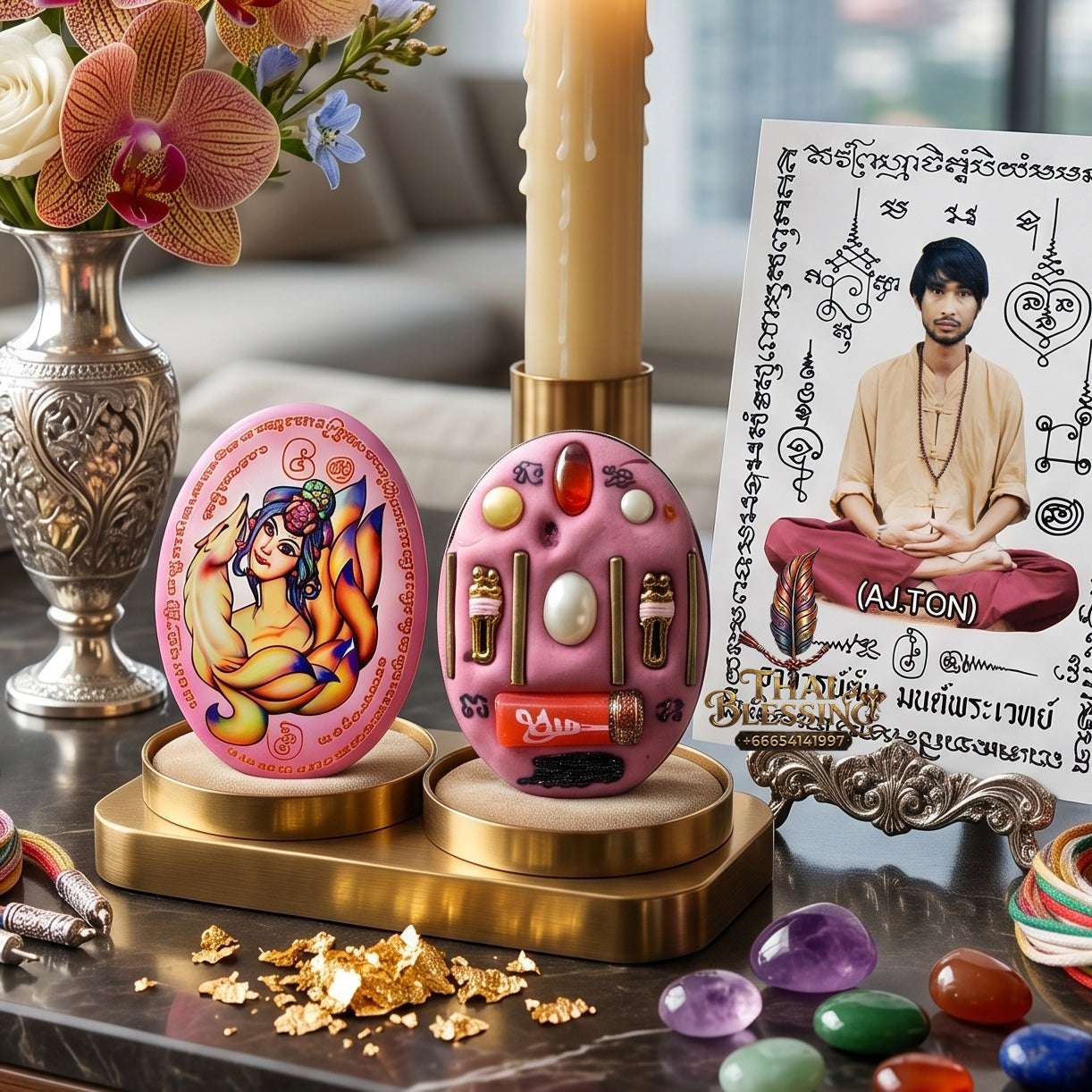 Authentic Thai Amulet Nine-Tailed Fox Oval Audience Alignment Node - Achan Ton Mon Phrawet 2016, High-Presence Profile Calibration Portrait Locket, Premium Charismatic Focus Array & Non-Frictional Customer Acquisition Filter 3