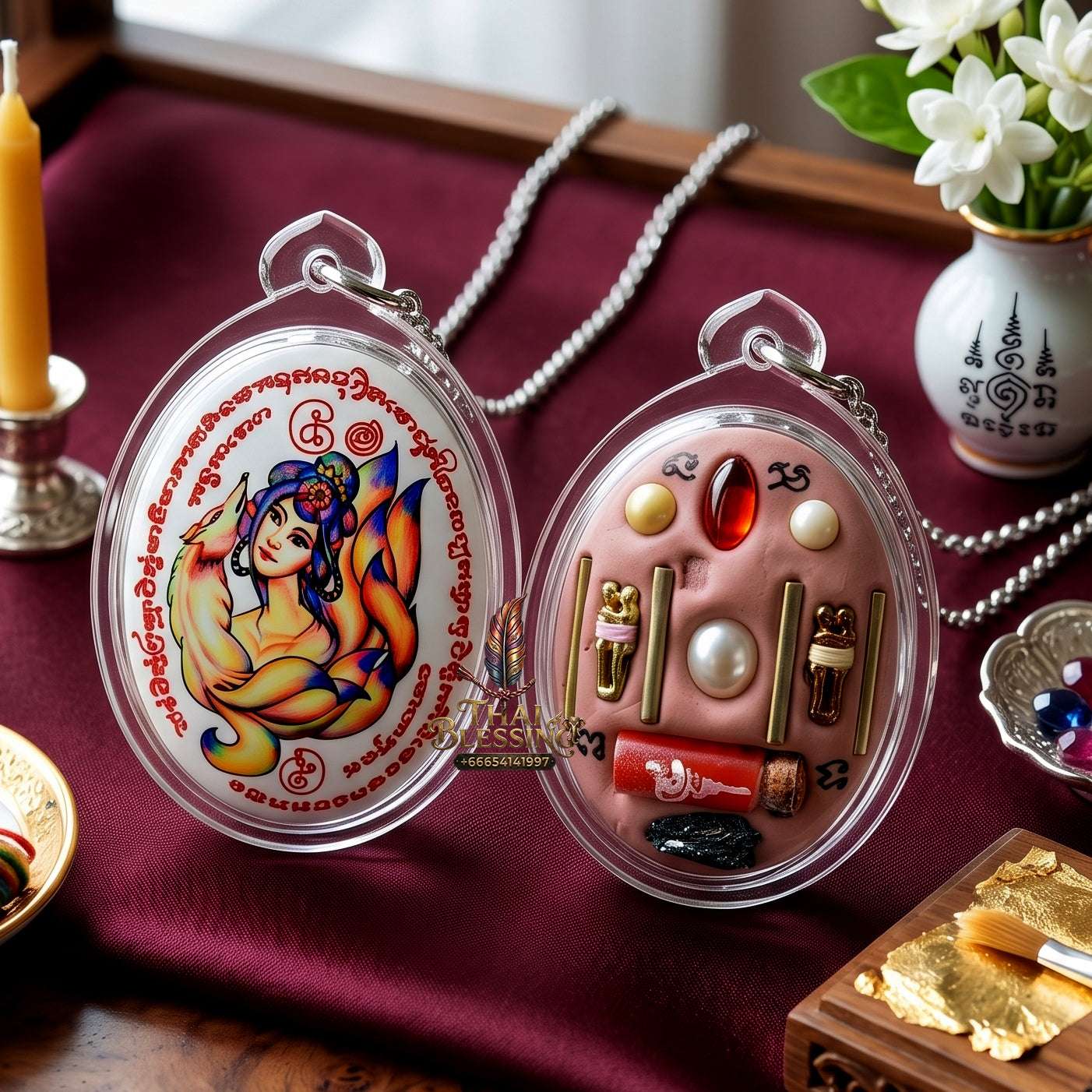 Authentic Thai Amulet Nine-Tailed Fox Oval Audience Alignment Node - Achan Ton Mon Phrawet 2016, High-Presence Profile Calibration Portrait Locket, Premium Charismatic Focus Array & Non-Frictional Customer Acquisition Filter