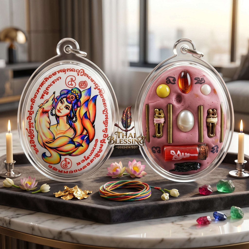 Authentic Thai Amulet Nine-Tailed Fox Oval Audience Alignment Node - Achan Ton Mon Phrawet 2016, High-Presence Profile Calibration Portrait Locket, Premium Charismatic Focus Array & Non-Frictional Customer Acquisition Filter